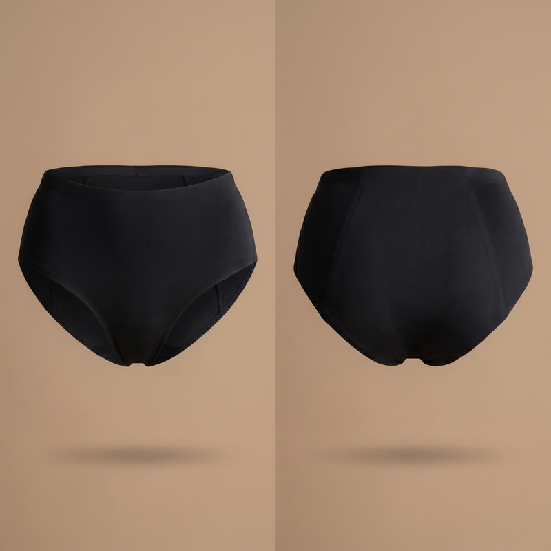 Floena Leakproof Seamless High Waist Brief — black seamless high-waisted period underwear