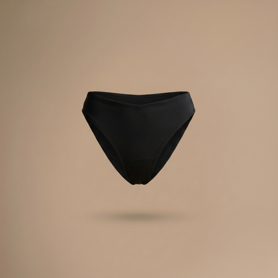 Floena Leakproof Period Swim Bikini Bottom — black period swimwear bikini bottoms