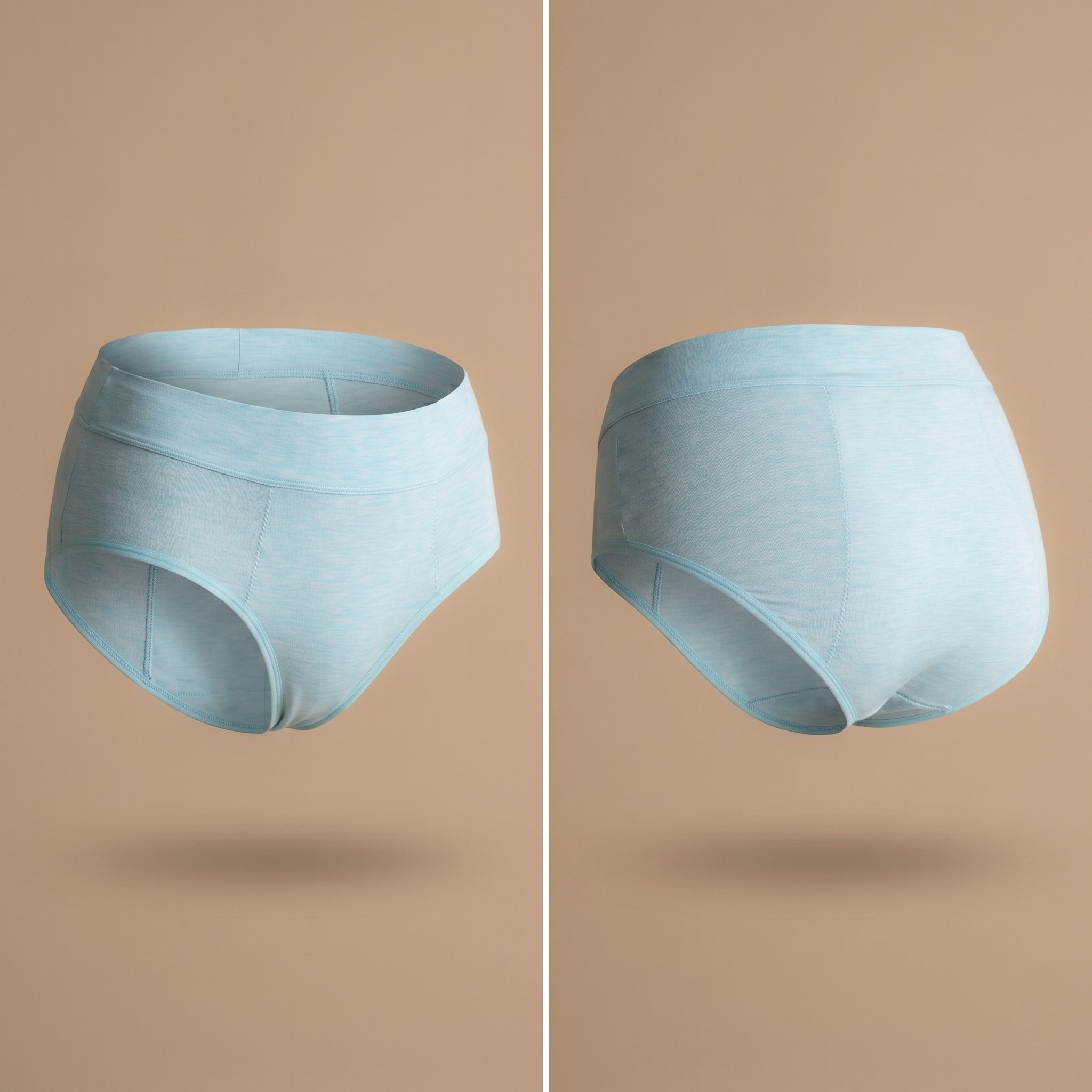 Floena Leakproof Bamboo High Waist Brief — light blue high-waisted period underwear