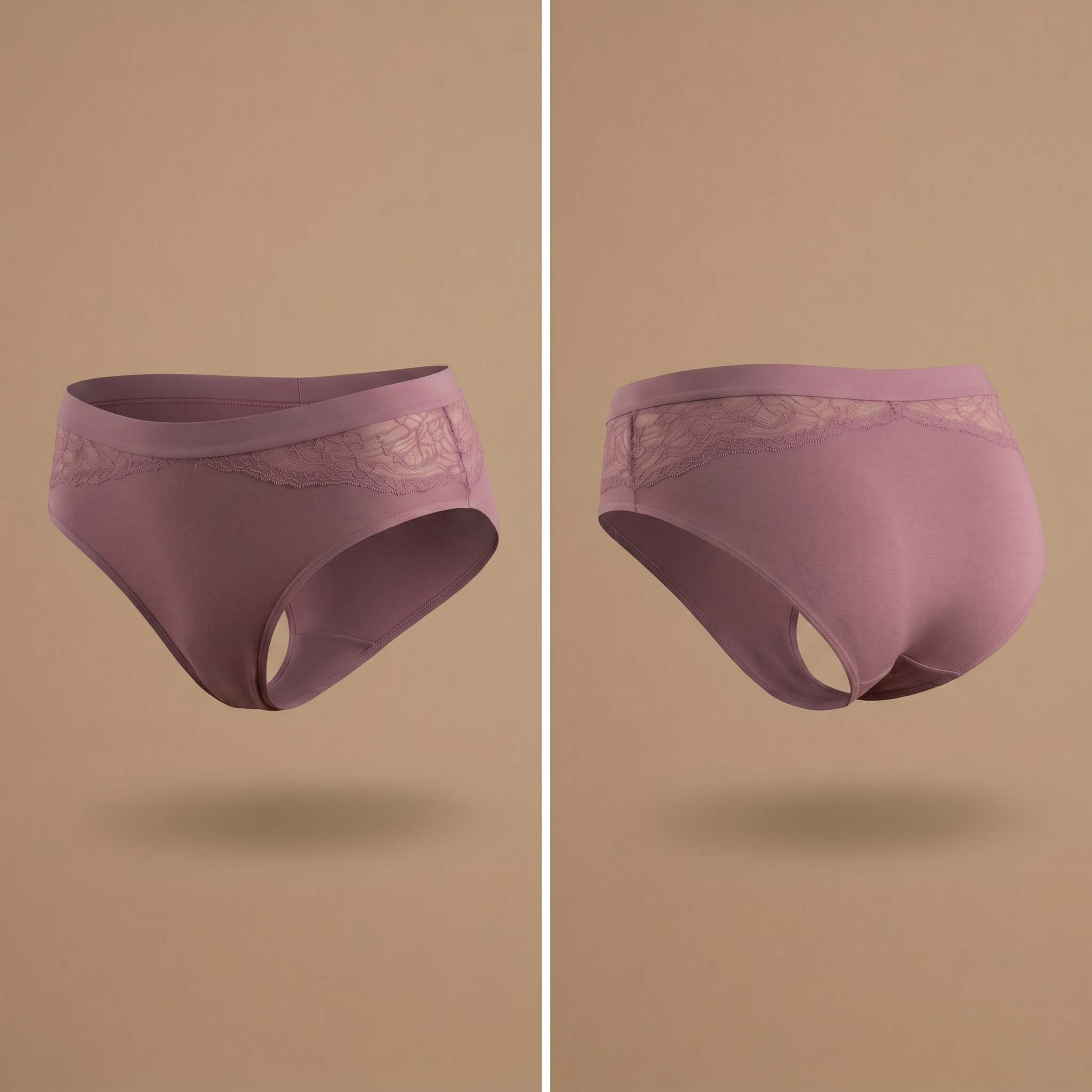 Floena Leakproof Bamboo Lace Brief — purple lace period underwear