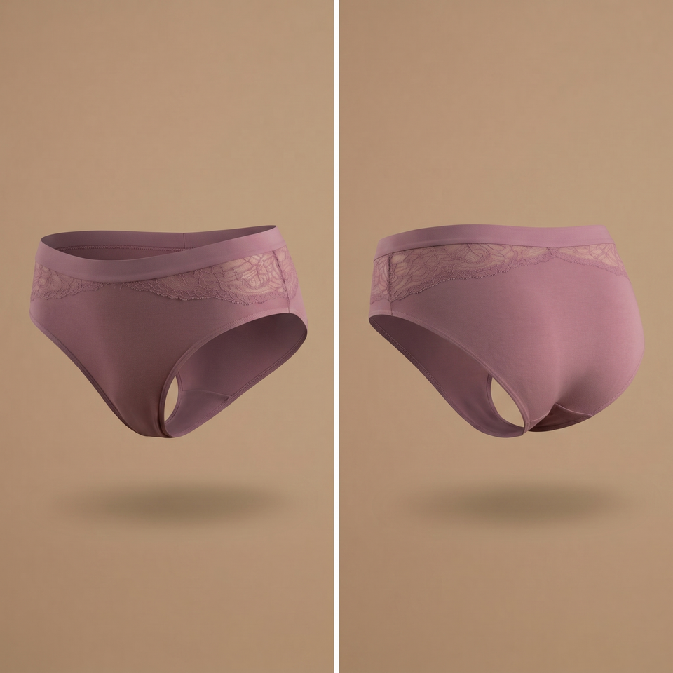 Floena Leakproof Bamboo Lace Brief — purple lace period underwear
