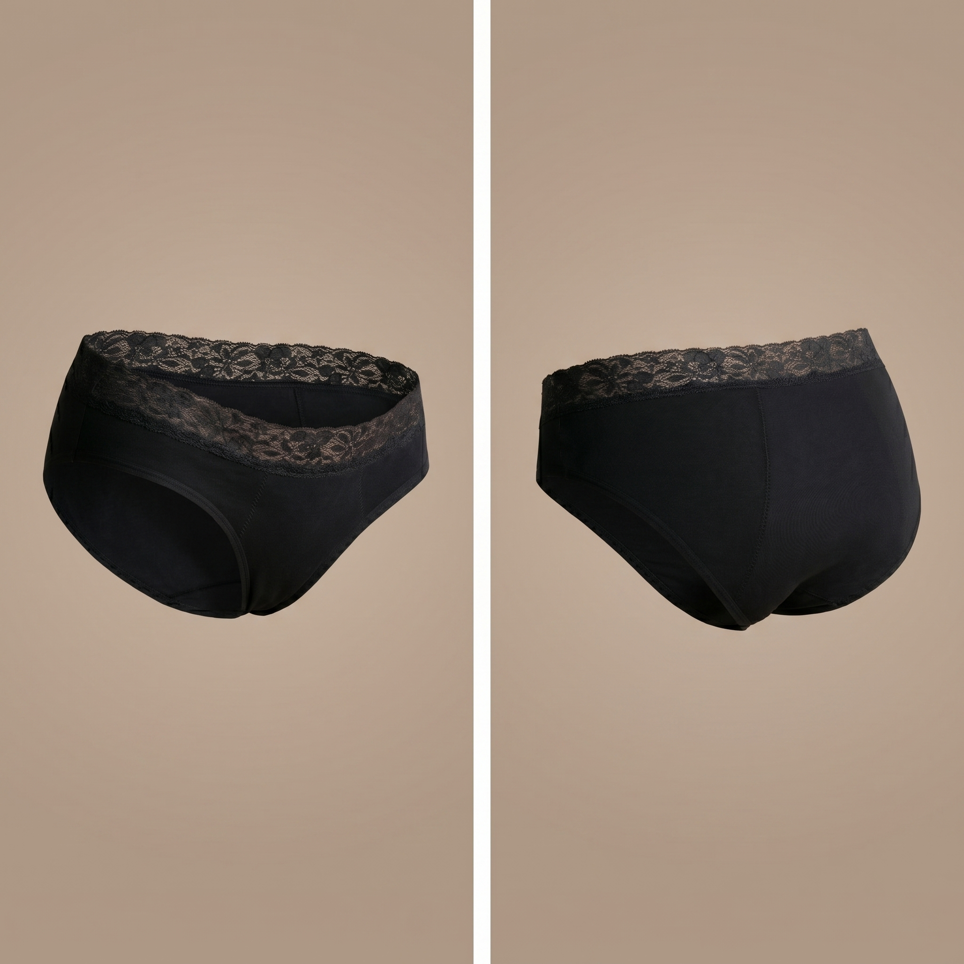 Floena Leakproof Comfort Brief — black lace period underwear for heavy flow