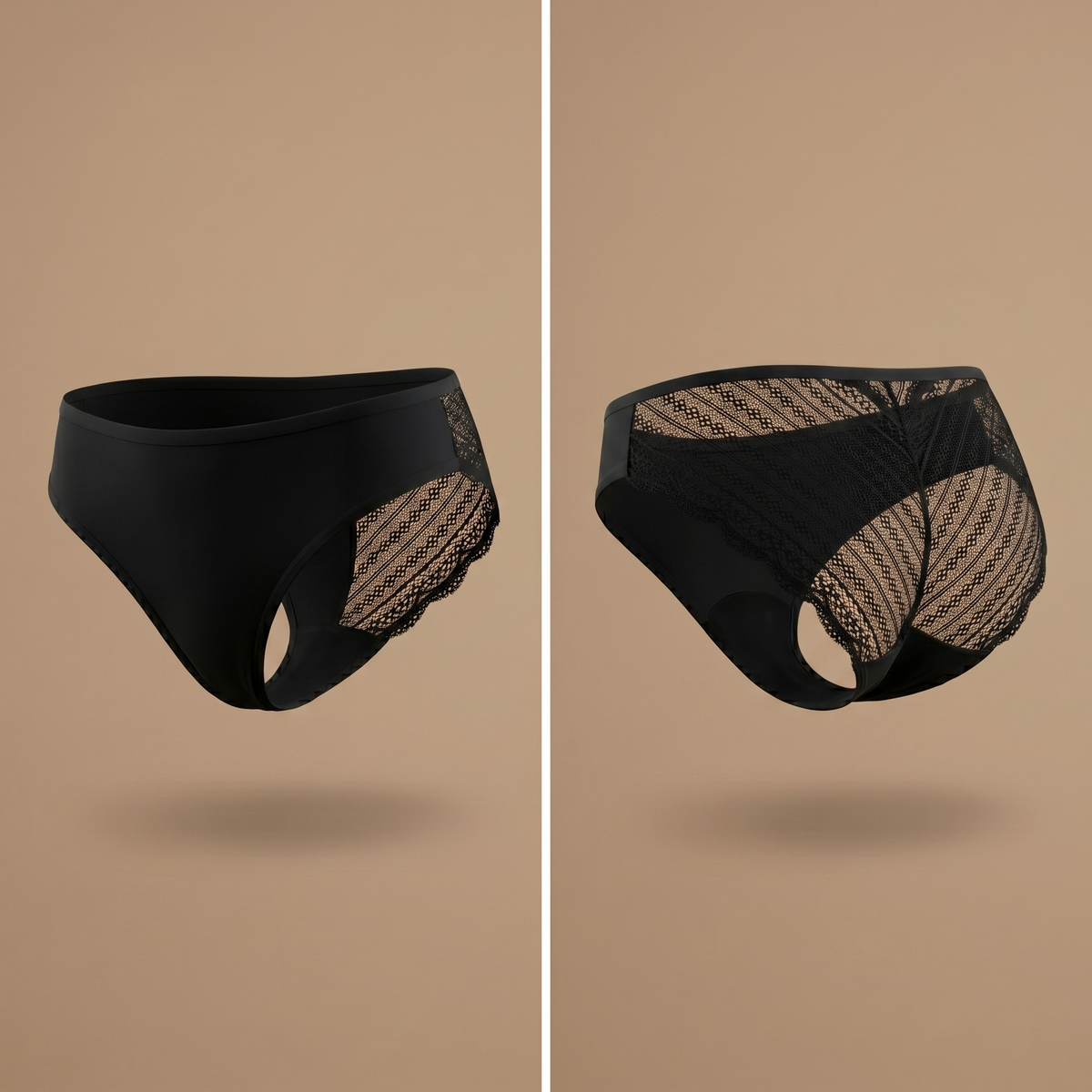 Floena Leakproof Lace Bikini — black lace period underwear in a bikini cut