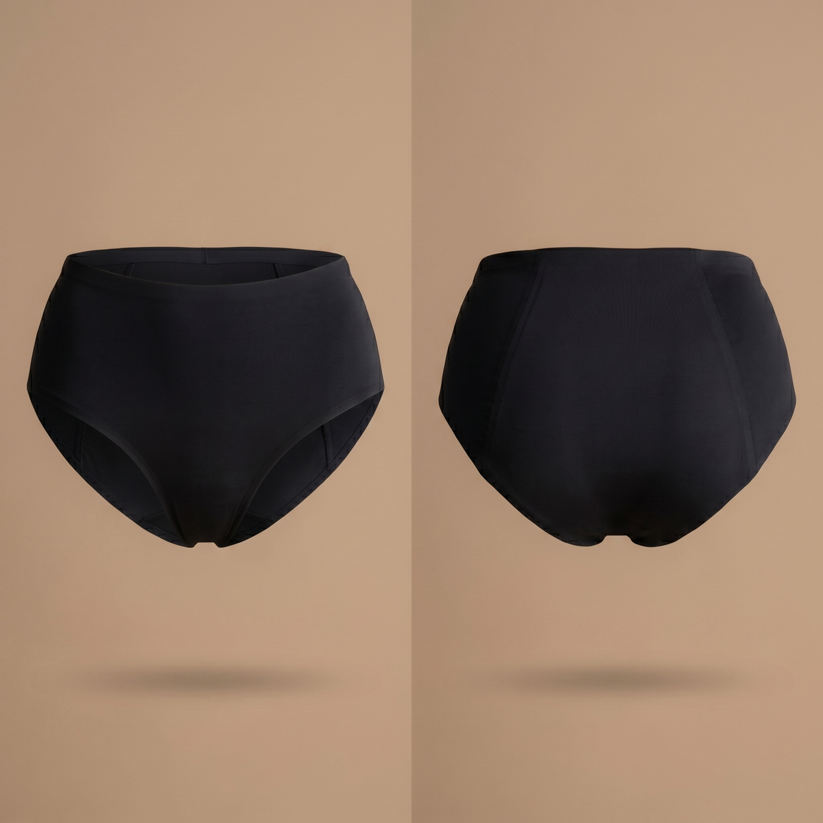 Floena Leakproof Seamless High Waist Brief — black seamless high-waisted period underwear