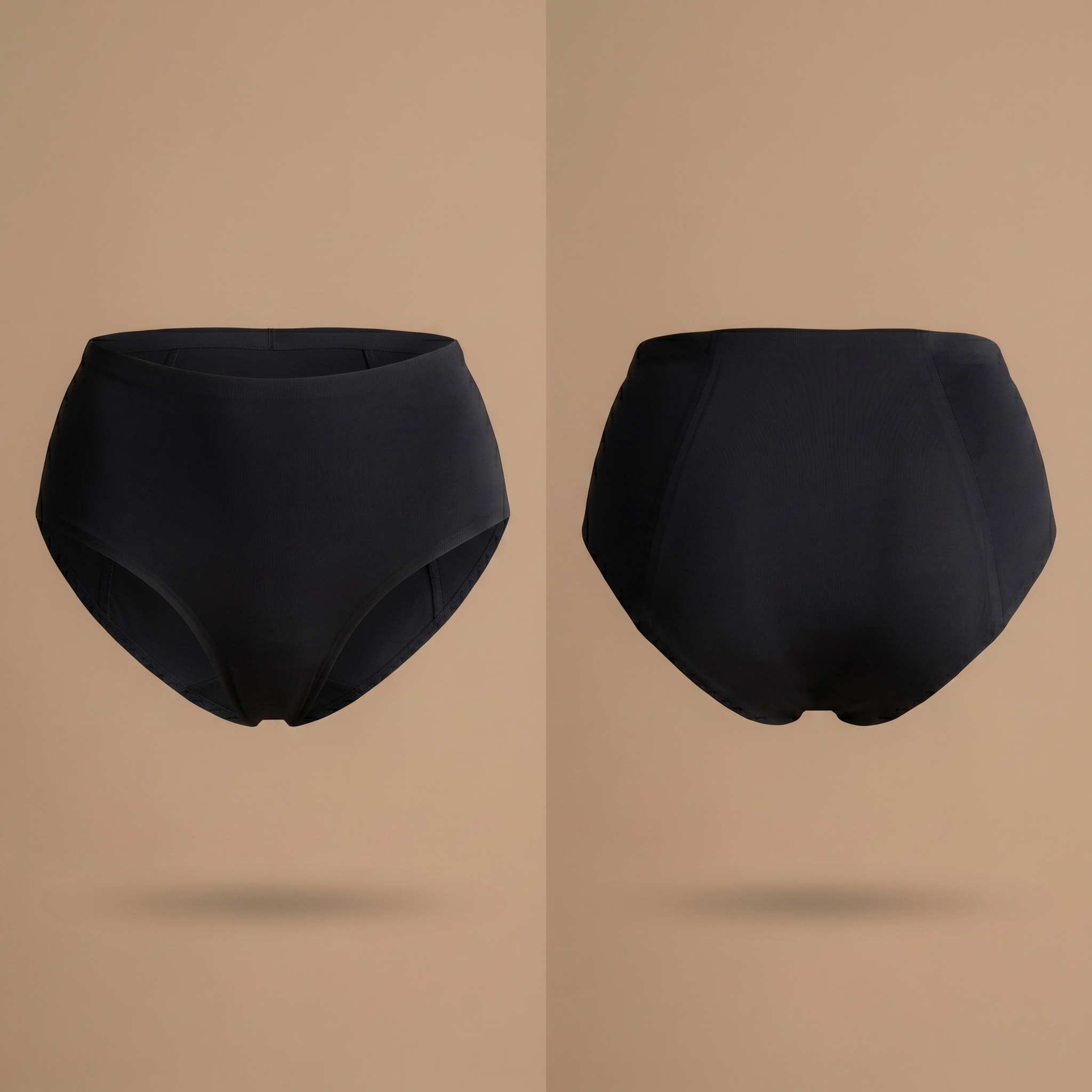 Floena Leakproof Seamless High Waist Brief — black seamless high-waisted period underwear